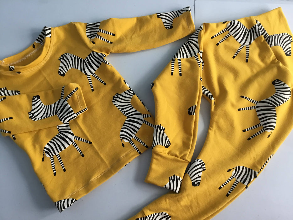 Handmade baby clothes | Zebras in mustard Tee shirt, harem pants |