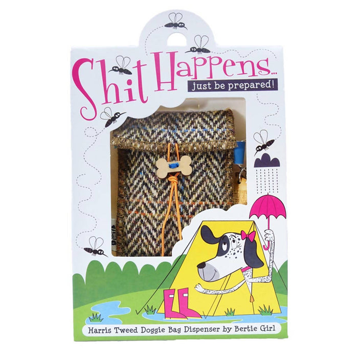Shit happens... just be prepared - Harris tweed doggie bag dispenser