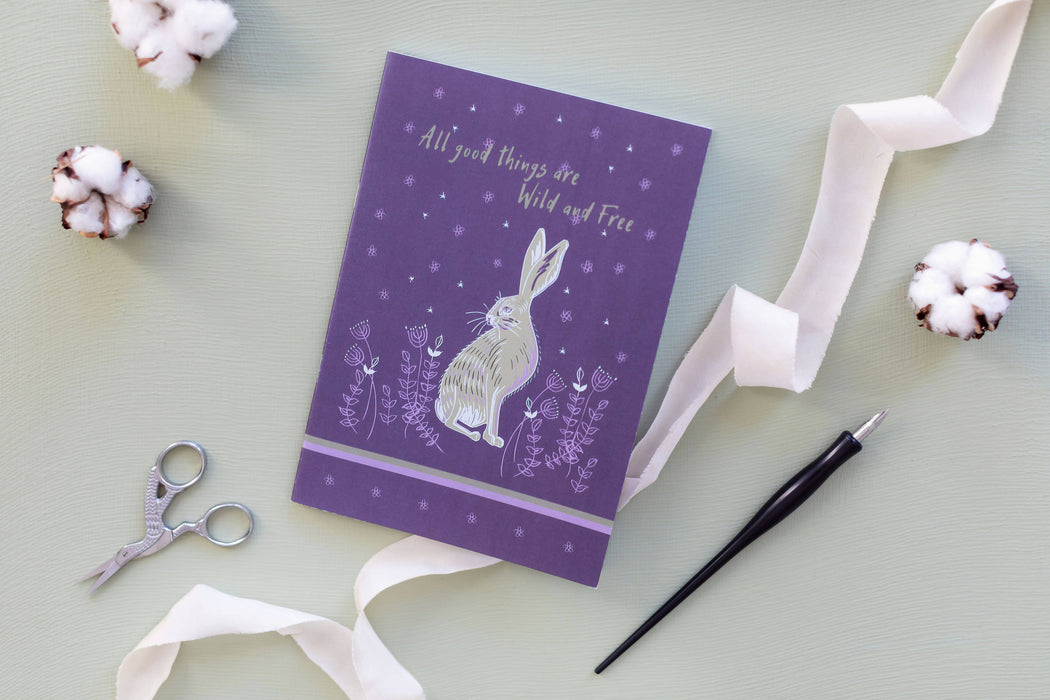 All Good Things are Wild and Free Purple Hare Design A5 Notebook