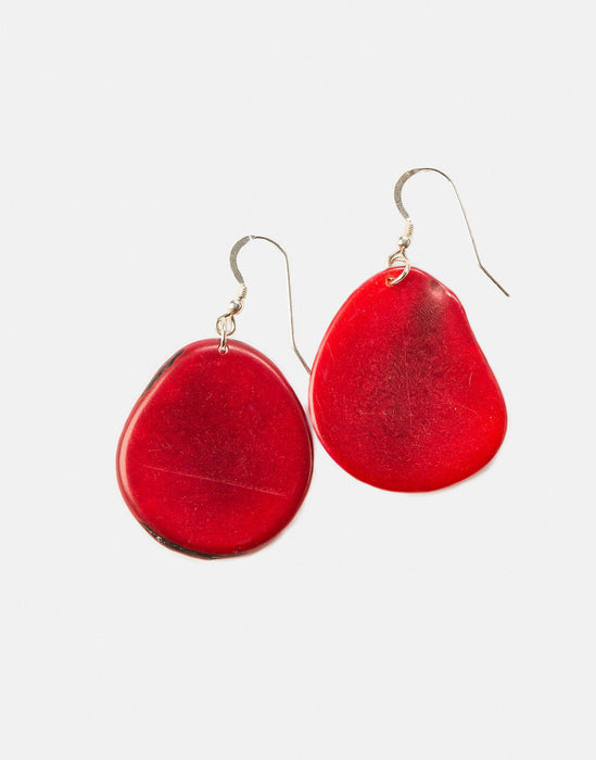 Handmade Tagua Nut Folha Slice Earring with Sterling Silver Hooks