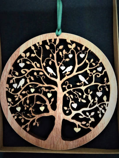 Tree with Hearts and Birds Wall Hanging