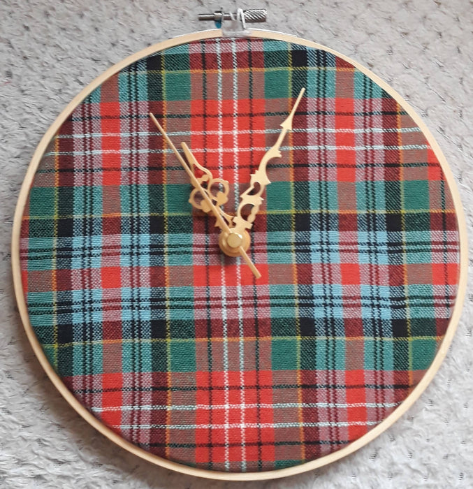 Ancient Caledonia Tartan Clock in an 8" hoop