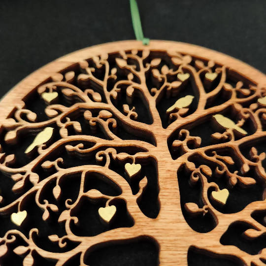 Tree with Hearts and Birds Wall Hanging