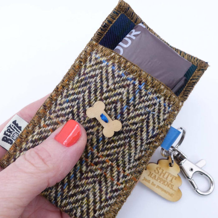 Shit happens... just be prepared - Harris tweed doggie bag dispenser