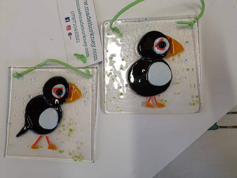 Puffin Fused Glass Suncatcher