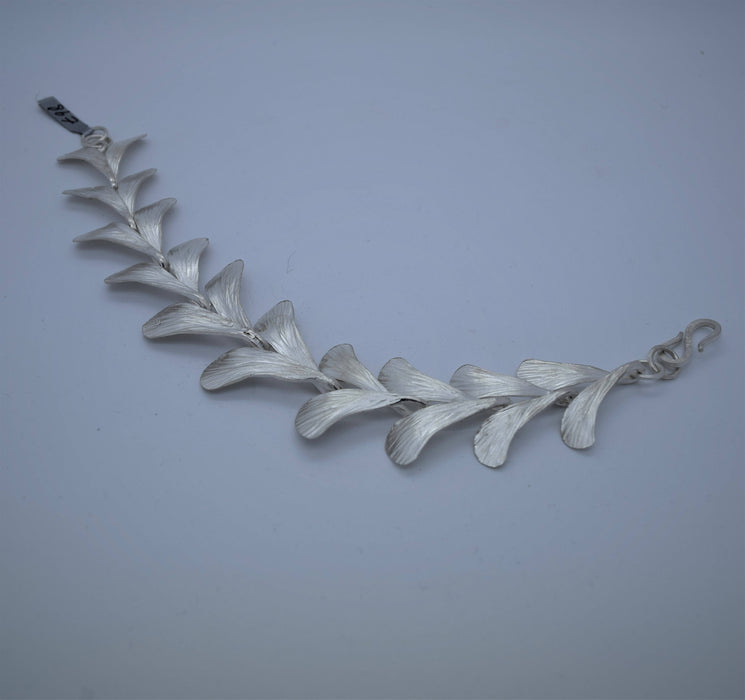 Hammered sterling silver leaf bracelet