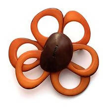 Handmade Tagua Nut Flower Brooch