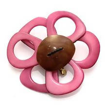 Handmade Tagua Nut Flower Brooch