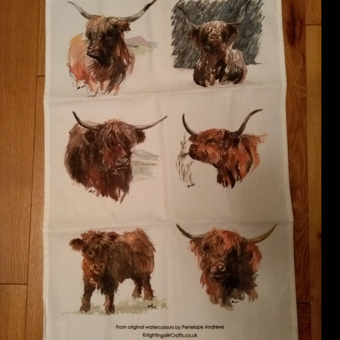 Highland Cattle Tea Towel