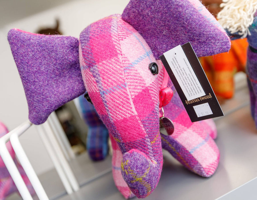 Harris Tweed Elephant Doorstop