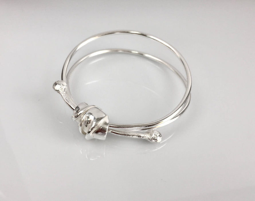 Silver 'Folded' Notch Bangle