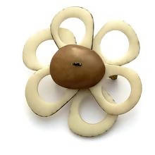 Handmade Tagua Nut Flower Brooch