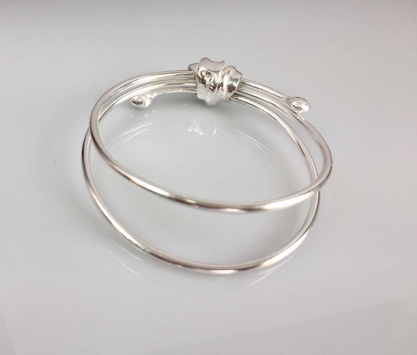 Silver 'Folded' Notch Bangle