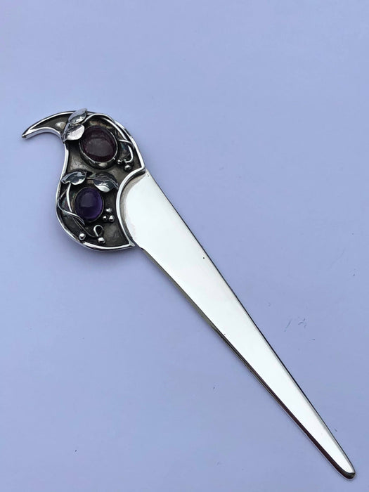 Solid silver gem set paper knife