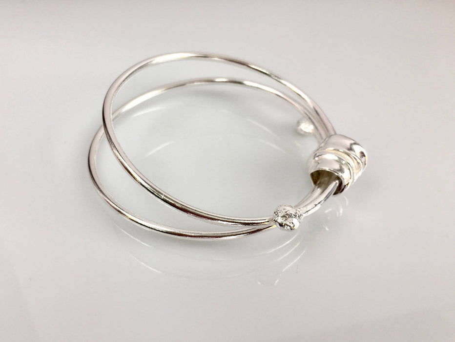 Silver 'Folded' Notch Bangle